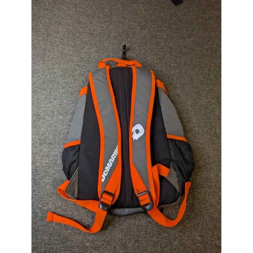 DeMarini Baseball Backpack Softball Bag Orange / Gray Zip Up Adjustable Strap